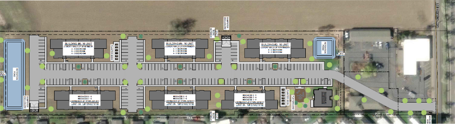 Design layout for Valley Vista- An affordable housing development in McMinnville, Oregon.
